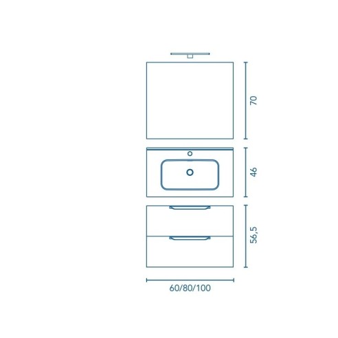Conjunto mueble URBAN + Lavabo + Espejo + luminaria led 30 Led