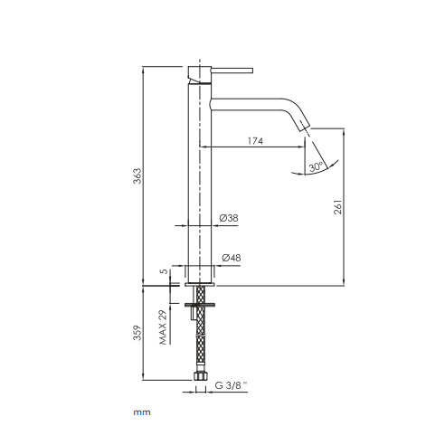 Monomando alto de lavabo serie LOOP