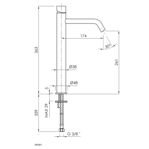 Monomando alto de lavabo serie LOOP K 2