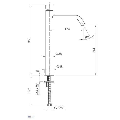 Monomando alto de lavabo serie LOOP K