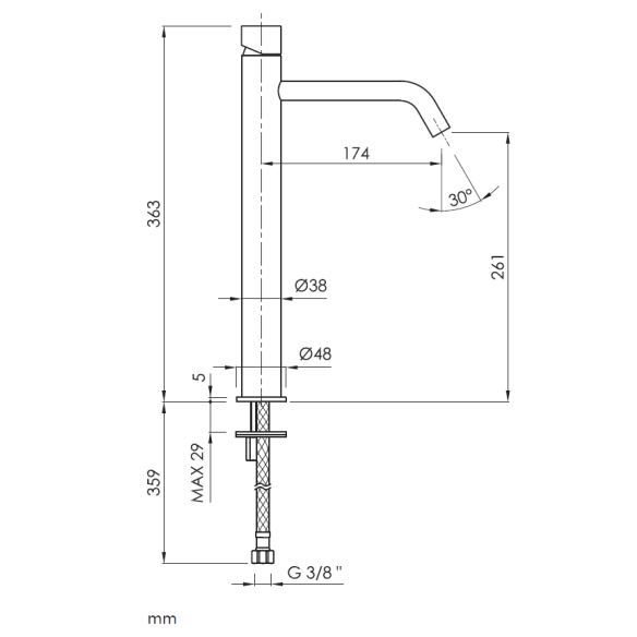 Monomando alto de lavabo serie LOOP K