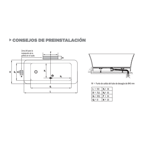 Bañera Kinedo Iconik rectangular 160