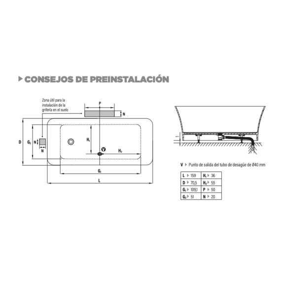 Bañera Kinedo Iconik rectangular 160