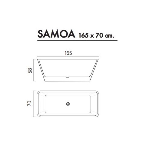Bañera SAMOA Solid Surface Blanca 165x70 cm