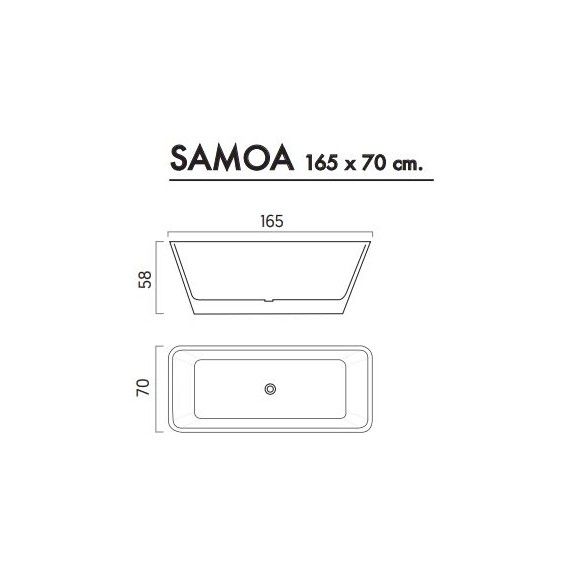 Bañera SAMOA Solid Surface Blanca 165x70 cm