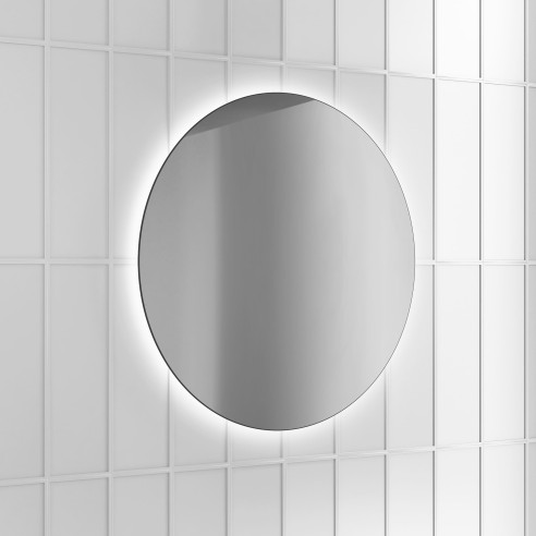 Espejo LUA LED – Perfil cromado, luz neutra, diámetro 60-90 cm