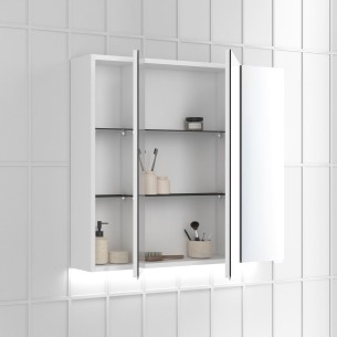 Camerino APOLO 70 cm – Luz LED integrada, puertas trípticas, blanco o antracita 2