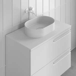 Lavabo OVAL sobre encimera – Solid Surface acabado mate con embellecedor