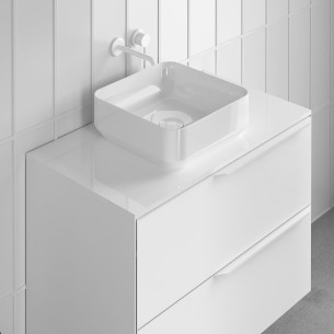 Lavabo ZALA sobre encimera – Cerámico Blanco Brillo, profundidad 12,5 cm