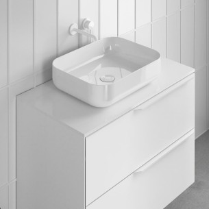 Lavabo NOMIA sobre encimera – Cerámico Blanco Brillo, profundidad 13 cm