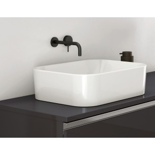 Lavabo ZALA sobre encimera – Cerámico Blanco Brillo, profundidad 12,5 cm 2