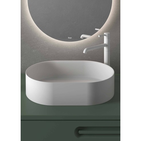 Lavabo OVAL sobre encimera – Solid Surface acabado mate con embellecedor