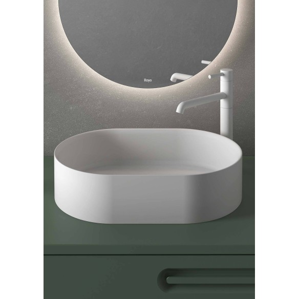 Lavabo OVAL sobre encimera – Solid Surface acabado mate con embellecedor