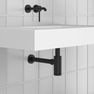 Sifón ROYO redondo decorativo – Blanco, negro mate o cromo brillo | Construlanding