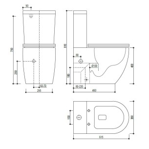 Inodoro  a suelo STROHM TEKA BTW Rimless Compacto ALAIOR 2