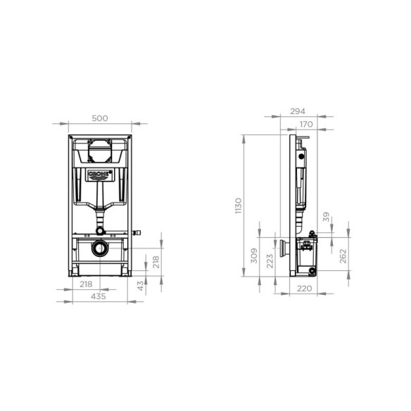 SANIWALL PRO UP Cristal | Bastidor Grohe con Triturador