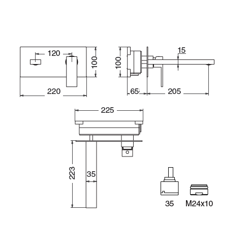 Monomando lavabo modelo TIZZIANO de empotrar