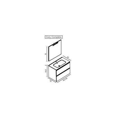 Mueble de Baño VIDA Compact 46 cm | 2 Cajones