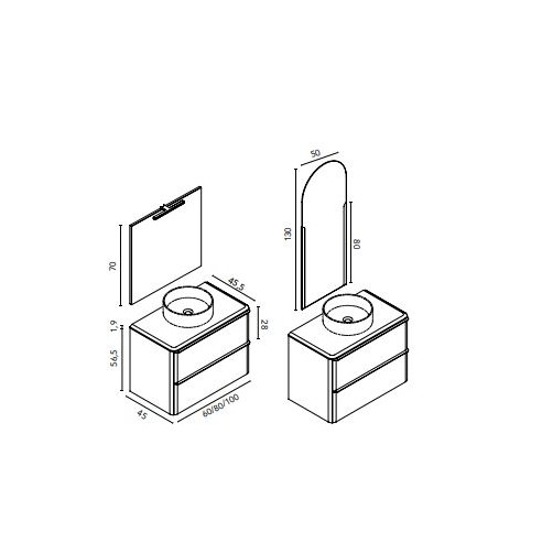 Mueble DAI con Encimera Fondo 46 cm