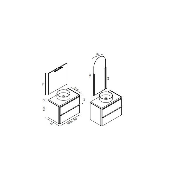 Mueble DAI con Encimera Fondo 46 cm