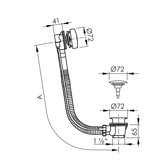 Desagüe automático bañera 70 o 110 cm | Blanco brillo y Cromo
